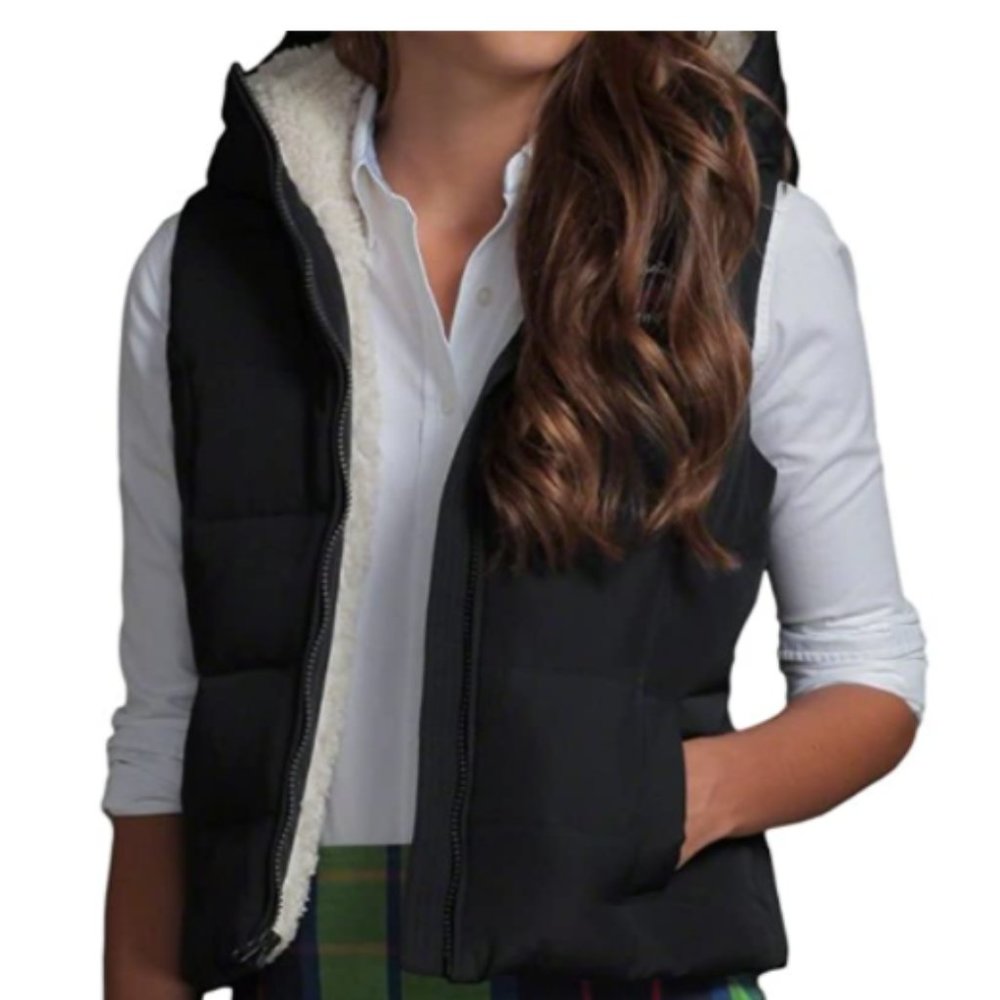 HOLLISTER Navy Blue Down Sherpa Vest XS - Picture 1 of 10